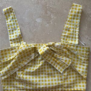 3/$12 Zara Yellow and White Gingham Tie Front Bustier Tank Top